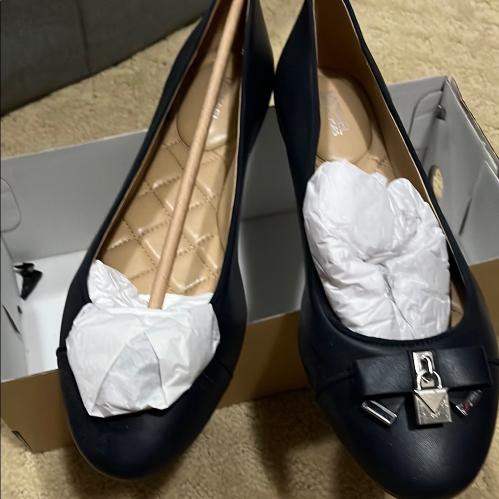 Michael Kors navy  Flats with Metallic Buckle